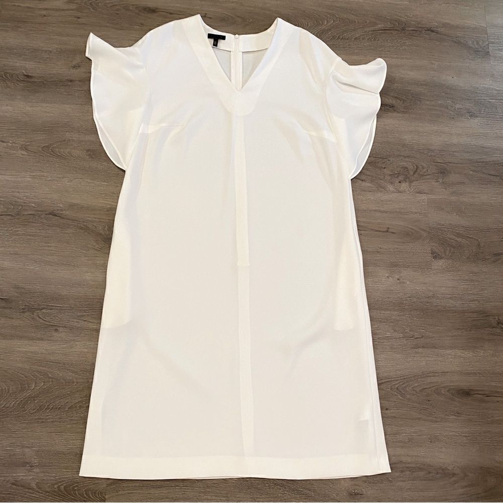 NEW ESCADA SHIFT V-NECK MIDI DRESS OFF WHITE SZ42=L